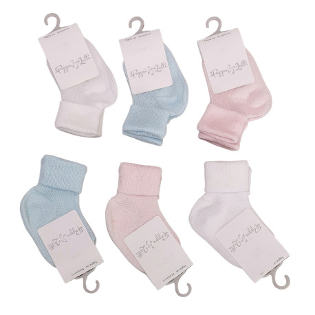 6 CALZINI CORTI CON RISVOLTINO IN COTONE